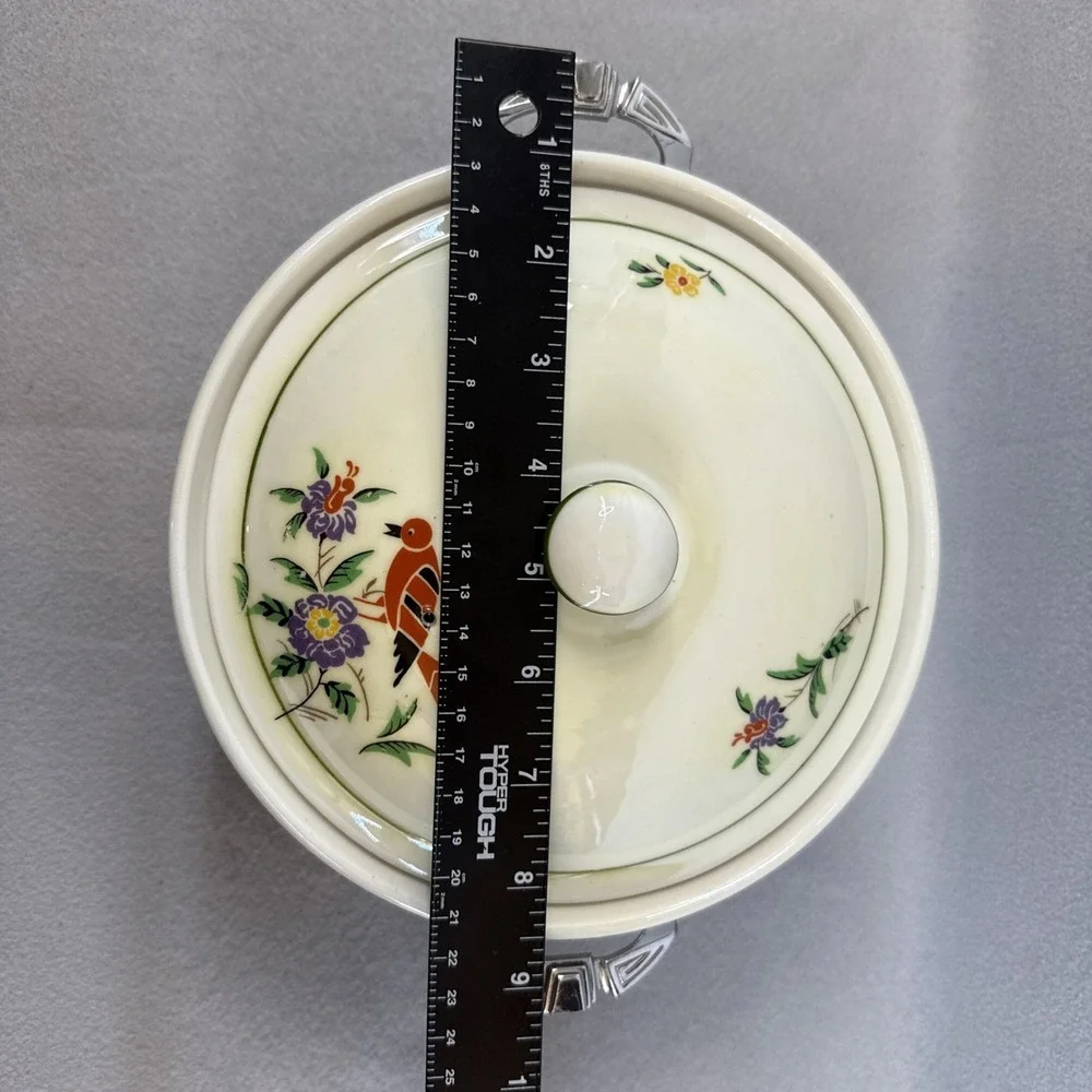 Royal Rochester Fraunfelter Royalite Luster Covered Casserole Bird w/ Stand